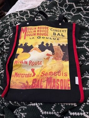 Moulin Rouge Poster Satchel Tote - Black with Red Trim